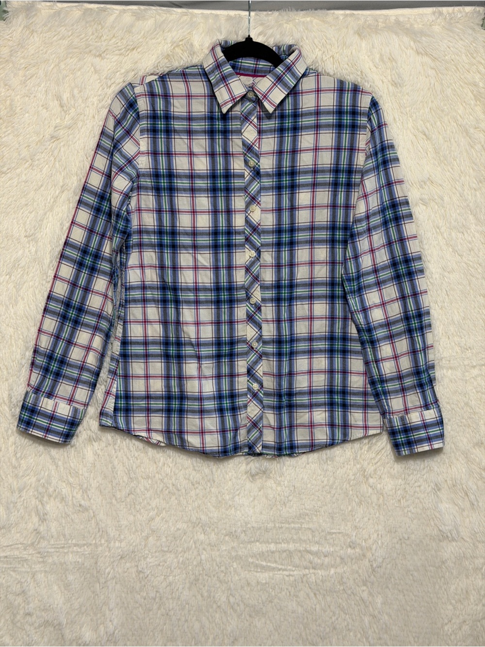 Banana Republic Womens Preppy Plaid Button Up Shirt S White Multi Ivy League